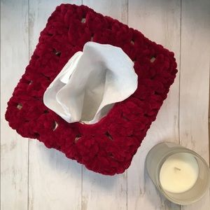 Handmade Crochet Velvet Tissue Box Cozy